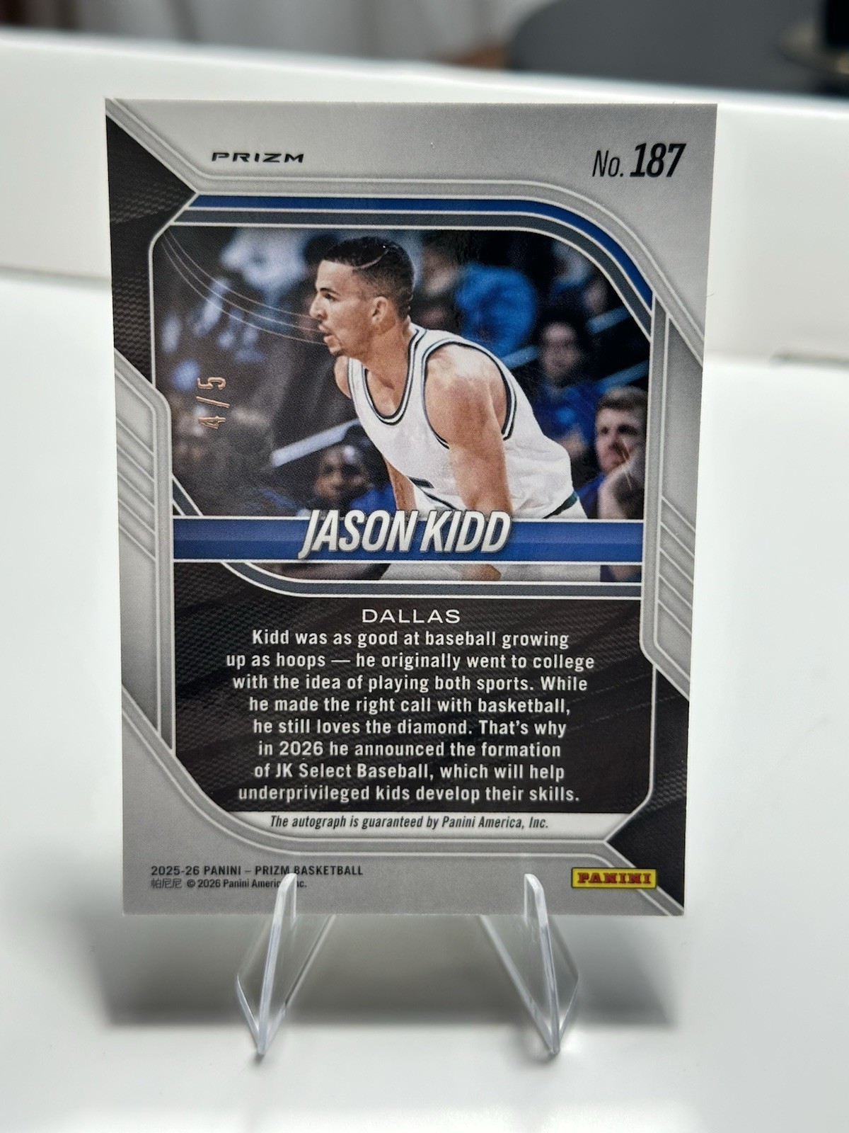 2025-26 Panini Prizm Jason Kidd Gold Vinyl Auto /5 Dallas Mavericks view 2