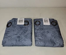 Thomasville Harmony Blue Blackout Grommet Curtain Panels 50"x82"  Set Of 2