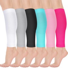 6 Pairs Calf Compression Sleeve Footless Compression Stockings Elastic Leg Sl...