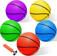 Mini Basketball Set - 5 Pack 6" Small Balls with Pump, Over The Door Mini