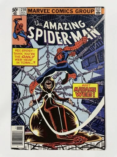 Amazing Spider-Man 210 VF- Very Fine- 7.5 Newsstand 1st Madame Web Marvel 1980