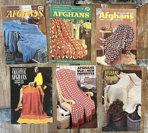 Coats & Clark Pattern Book Lot of 6 Crochet Knitting Afghans Old & New Favorites - Picture 4 of 16