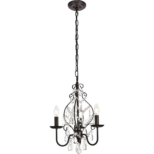 Ceiling Light Fixture Crystal Chandelier Black Shabby an Chic Rustic Dining Room - Picture 1 of 5