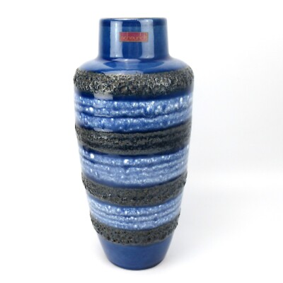 Scheurich Keramik Vase 517-30 WGP Pottery Vintage 60er Jahre Design Blau Lava