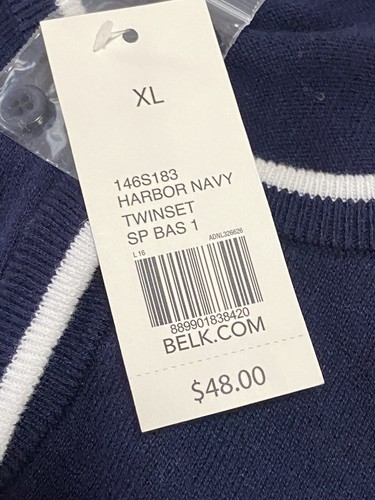 Cárdigan Suéter Kim Rogers XL Botón Frontal Cuello Redondo Azul Blanco Nuevo con Etiquetas - Imagen 4 de 7