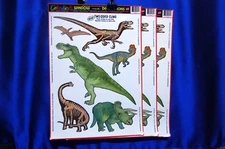 Jurassic Park  Set # 4 Dinosaur Window Cling Velociraptor Triceratops T REX