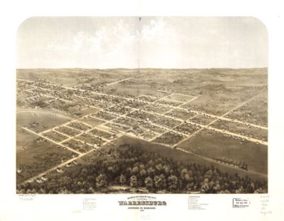 18'' x 24'' 1869 Aerial View Of Warrensburg City Johnson County Missouri