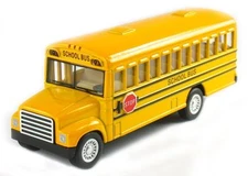 New 5" Kinsfun School Bus DieCast Model Toy Pull Back Action w/ openable doors