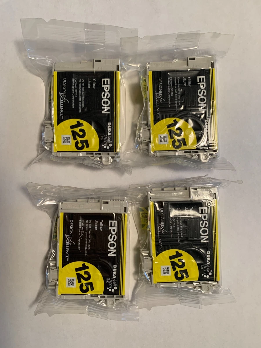 4pk Brand New Genuine EPSON 125 High Capacity Yellow Ink Cartridge T125420 NX125