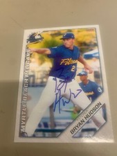Bryan Hudson Signed Card 2019 Myrtle Beach Pelicans Team Card IP Auto