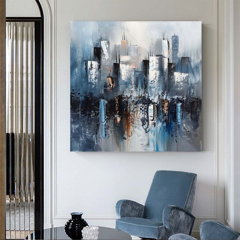 Blue city Abstract Canvas Painting Oil Painting Abstract Large Abstract Wall