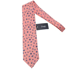 Drake's NWT Neck Tie in Pink with Blue & White Mini Shapes 100% Silk
