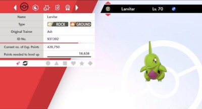 Pokemon Schwert & Schild Shiny Larvitar 6IV Max EVs