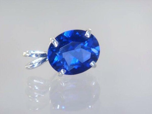 925 Sterling Silber Anhänger, kreierter blauer Saphir, SP040 - Bild 2 von 6