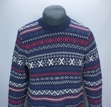 British Wool Mens Size XL Multicolor Fair Isle Jumper Nordic Woolen Sweater 2XL