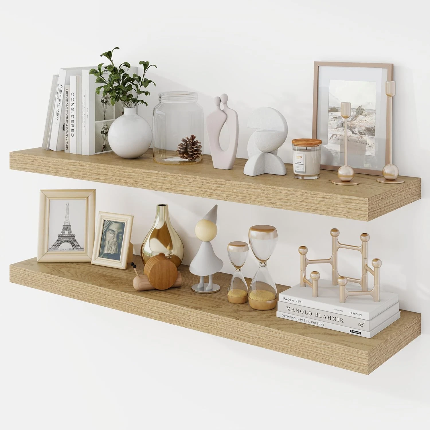 Rustic 36" Floating Shelves Set of 2 - Deep Wall Mounted Storage & Display