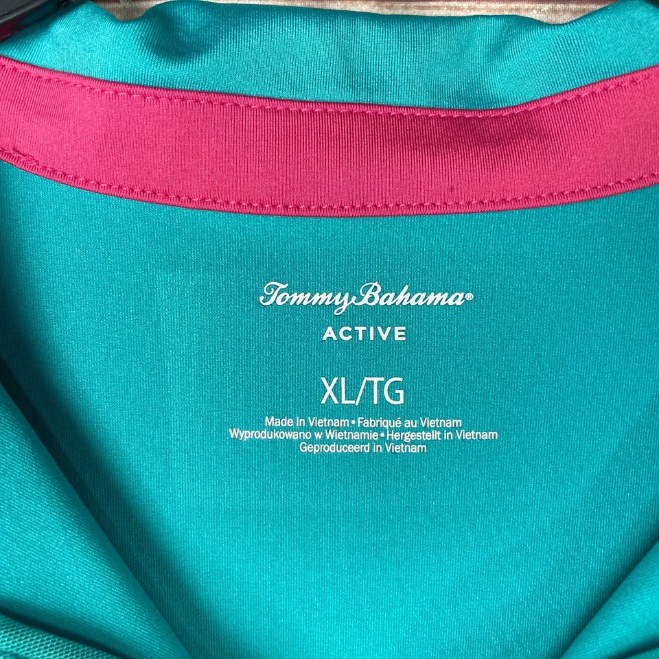 Tommy Bahama Active Womens L Green 1/4 Zip Polo Shirt Short Sleeve Solid Stretch - Image 3 of 4
