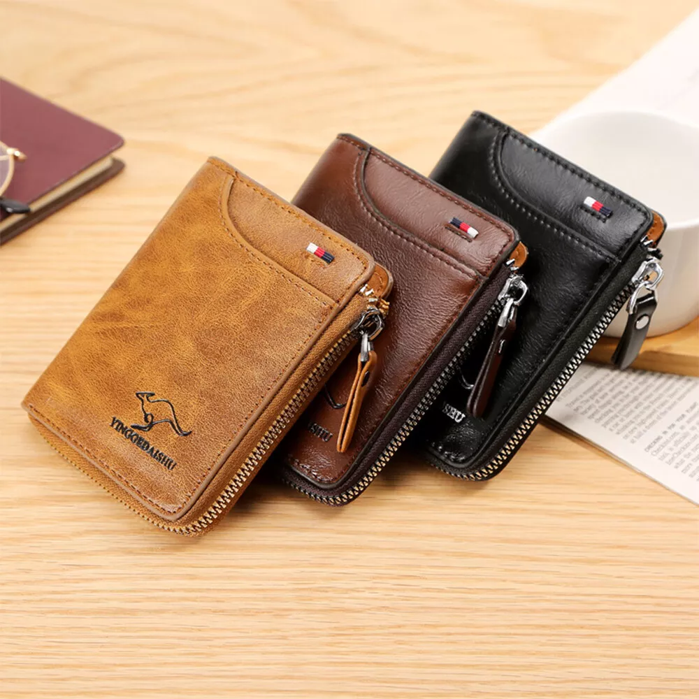 NEW Men s RFID Blocking Leather Short Wallet Credit ID Card Cash