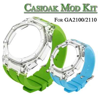 Transparent Case Bezel+Rubber Strap DIY Modification Kit For Casioak GA2100/2110