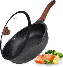 Vinchef Nonstick Deep Frying Pan Saute Pan with Lid, 12in/5.5Qt Fry Pan, German