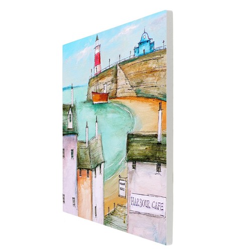 Harbour Cafe Artwork by Mark Lambert Printed Onto Ceramic Picture Tile - Picture 2 of 5