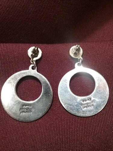 VTG. Mexico TM-52 , 925 Sterling Diamond cut Post earrings - Picture 3 of 4