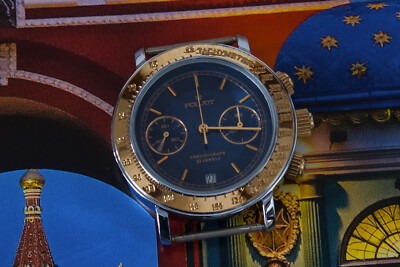Poljot Chronograph 3133, 2 J. Garantie, Flieger, Handaufzug, Vintage, Revision