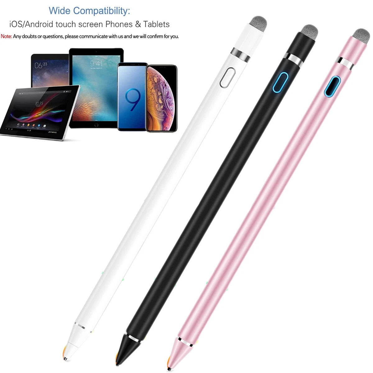 Active Stylus Pen Compatible for iOS&Android Touch Screens Pencil for iPad with Dual Touch Function Rechargeable Stylus for iPad/iPad