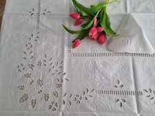 Elegante Tovaglia x8 puro cotone ricamo intaglio a macchina e gigliuccio a mano