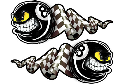 2x 8 Ball Aufkleber Flagge Racing Sticker Oldschool Auto Tuning Vintage V8 MG326
