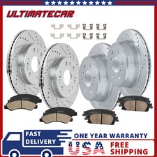 Front & Rear Drilled Rotors Brake Pads For Chevy GMC Silverado Sierra 1500 Yukon