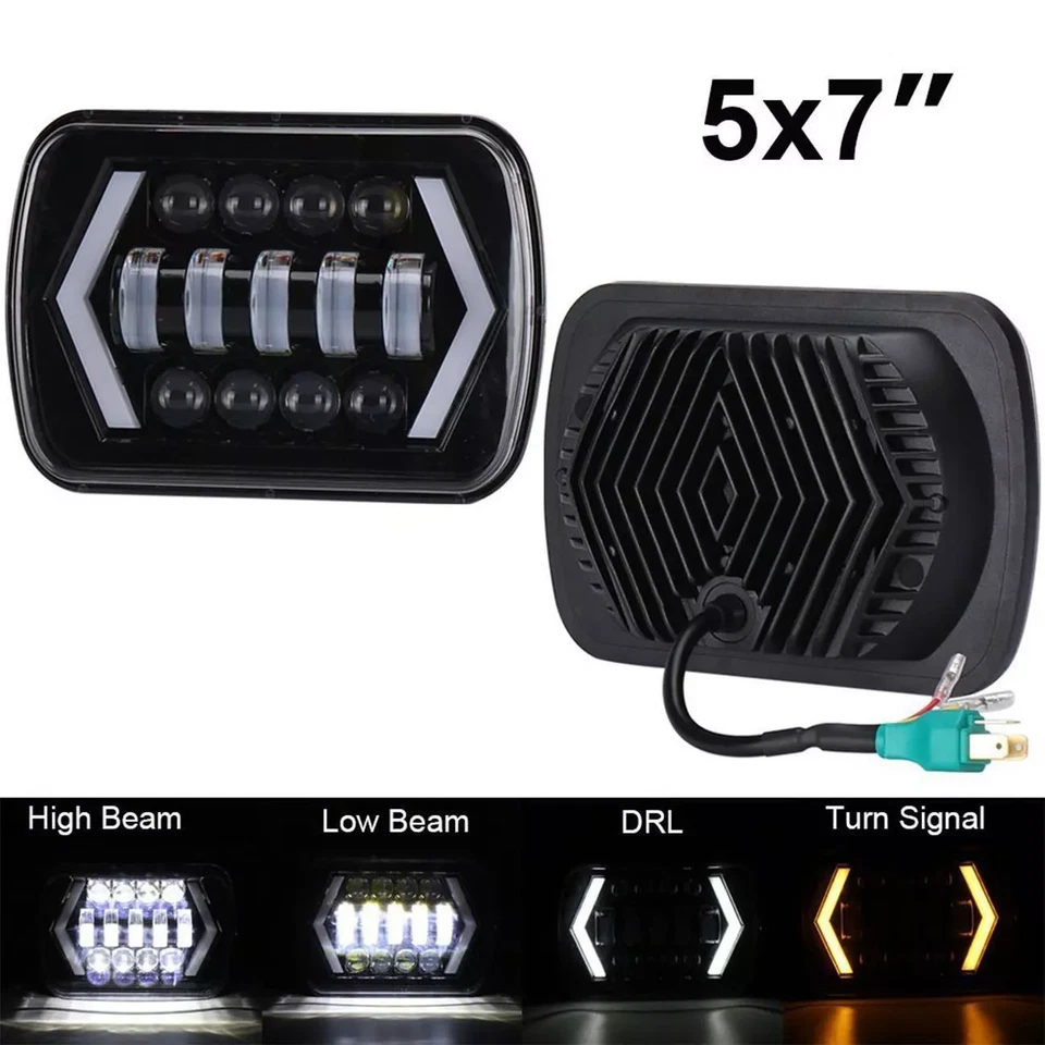 2PC 5x7" LED Headlights H4651 Halo Headlamp For Freightliner MT45 MT55 2001-2016 - Image 3 of 4