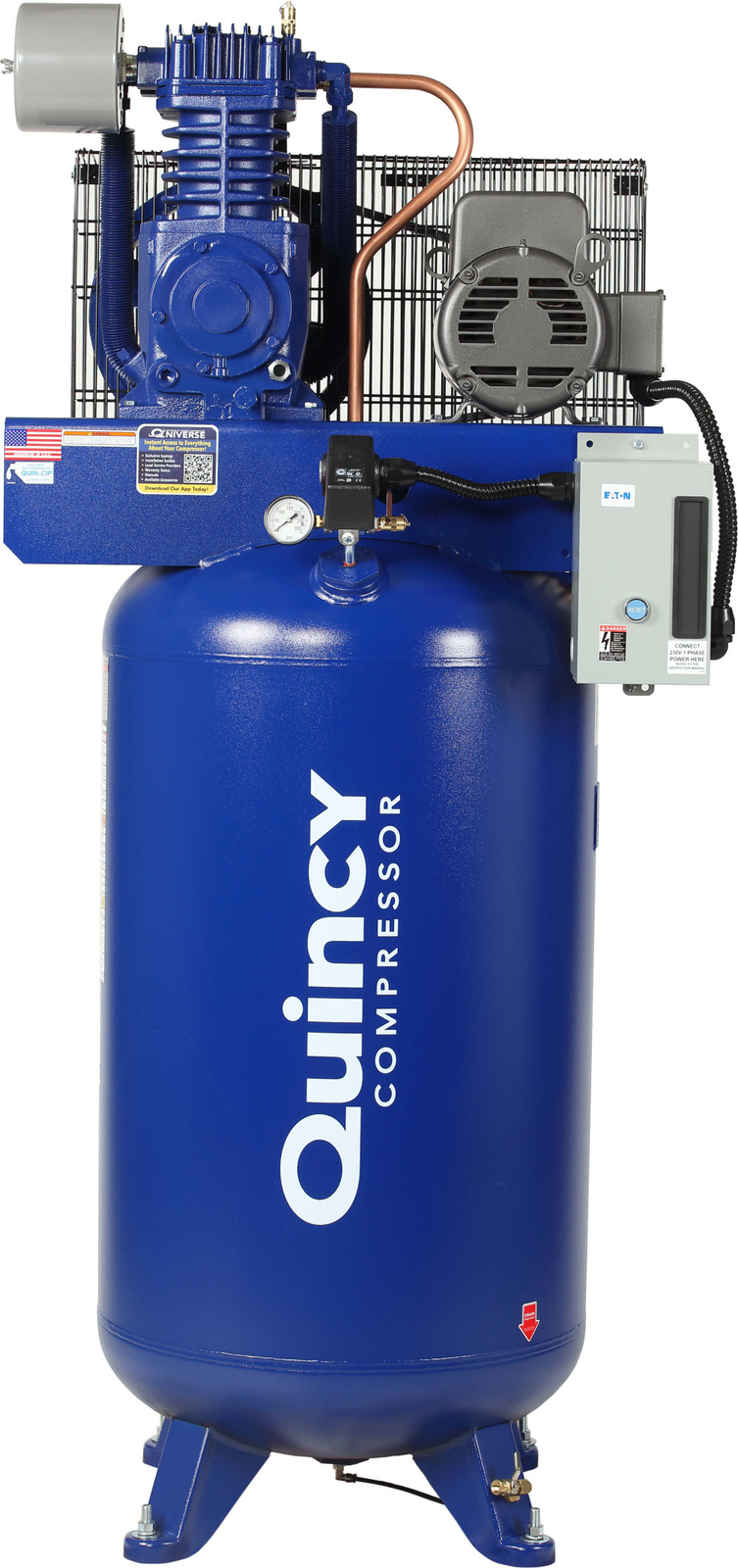 Quincy Reciprocating Air Compressor 5Hp 230V 80 Gallon Vertical