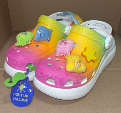 Crocs Care Bears Crush Clog Rainbow Light Up Shoes Size M5/W7 NEW