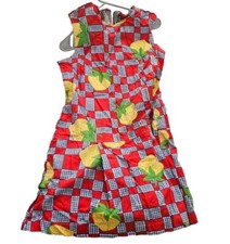 Romper Checkered Multicolor Strawberry Zip Back Womens Small Handmade 70s Vtg