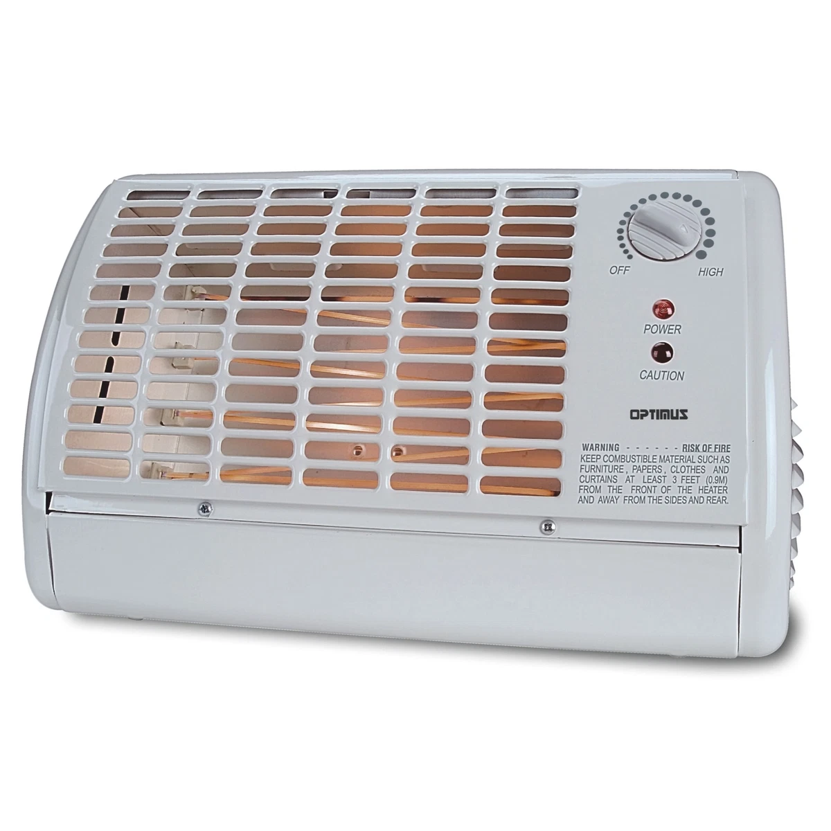 OPTIMUS H2210 WHITE PORTABLE FAN FORCED RADIANT HEATER WITH