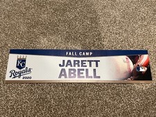 KANSAS CITY ROYALS GAME USED ? TEAM ISSUED BASEBALL NAMEPLATE FC JARETT ABELL