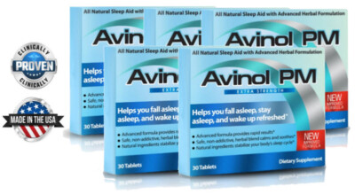 Avinol PM Extra Strength (5 Pk)-Not Habit Forming-Herbal-Melatonin 5mg-SLEEP