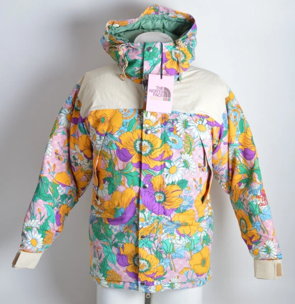 Giacca imbottita donna The North Face X Gucci $1600 XXS floreale multicolore nuova con etichetta