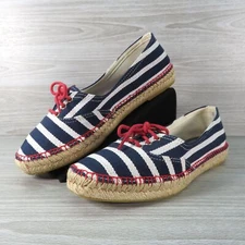 Toni Pons Espadrilles Women's Slip On Shoes Size 39 Navy Blue White Striped Red