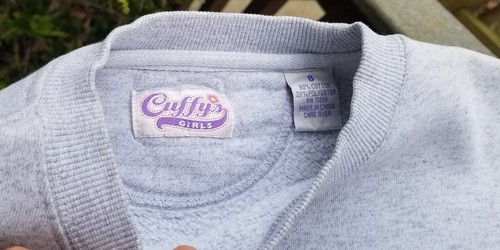SWEATSHIRT~GIRLS~CAPE COD~LIGHT HEATHER GRAY PINK WHITE~CUFFYS~SIZE COTTON BLEND - Picture 3 of 5