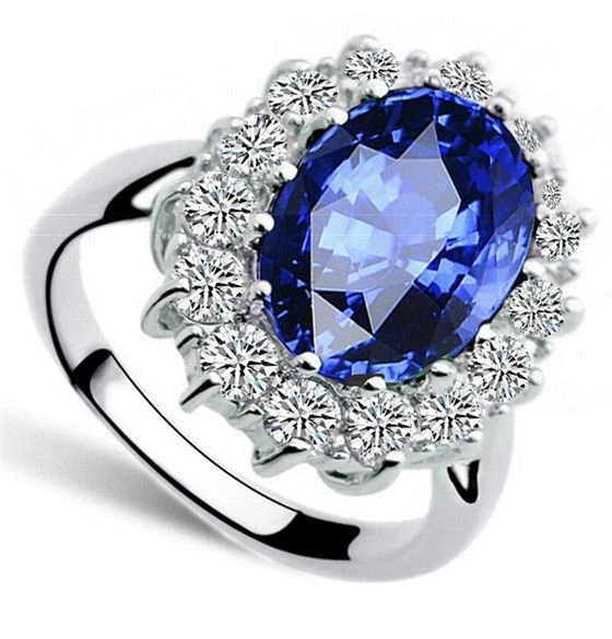 Lady Diana's Ring Verlobungsring Kate William royal blau silber-farbig