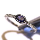 925 sterling silver lab grown  .17ct diamond blue sapphire oval  ring band 1.6g — photo 6
