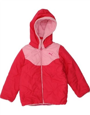 Puma Mädchen wattierte Jacke mit Kapuze 3-4 Jahre rot Colourblock Polyester AL09