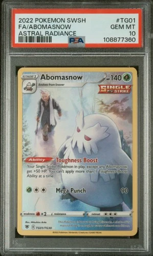 Abomasnow TG01/TG30 Swsh10: Astral Radiance Trainer Gallery Holo PSA 10