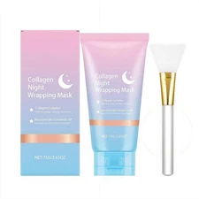 Collagen Night Wrapping Mask, Overnight Peel Off Hydrolyzed Collagen Facial Mask