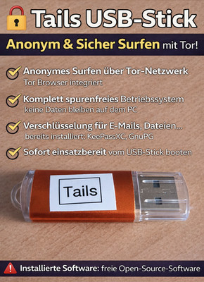 Tails OS USB Stick/ Anonym Surfen/ Privacy System/ Bootfähiges Linux/Tor Browser