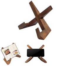 Wooden Cookbook Stand for Kitchen Counter,X-Shape Rustic Recipe Book Holder