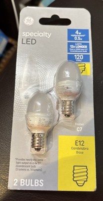 GE Specialty LED Frosted C7 120 Volts 4 Watt Replacement Bulbs 2 ct. E12 Base