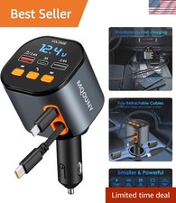 5 in 1 Retractable Car Charger - 90W Fast Charge, Bluetooth